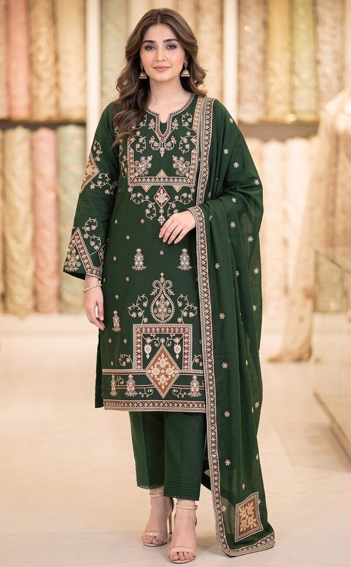 HUSSAIN REHAR | DHANAK 3 PC FULL HEAVY EMB SUIT WITH HEAVY EMB SHAWL FOR WINTER 2027