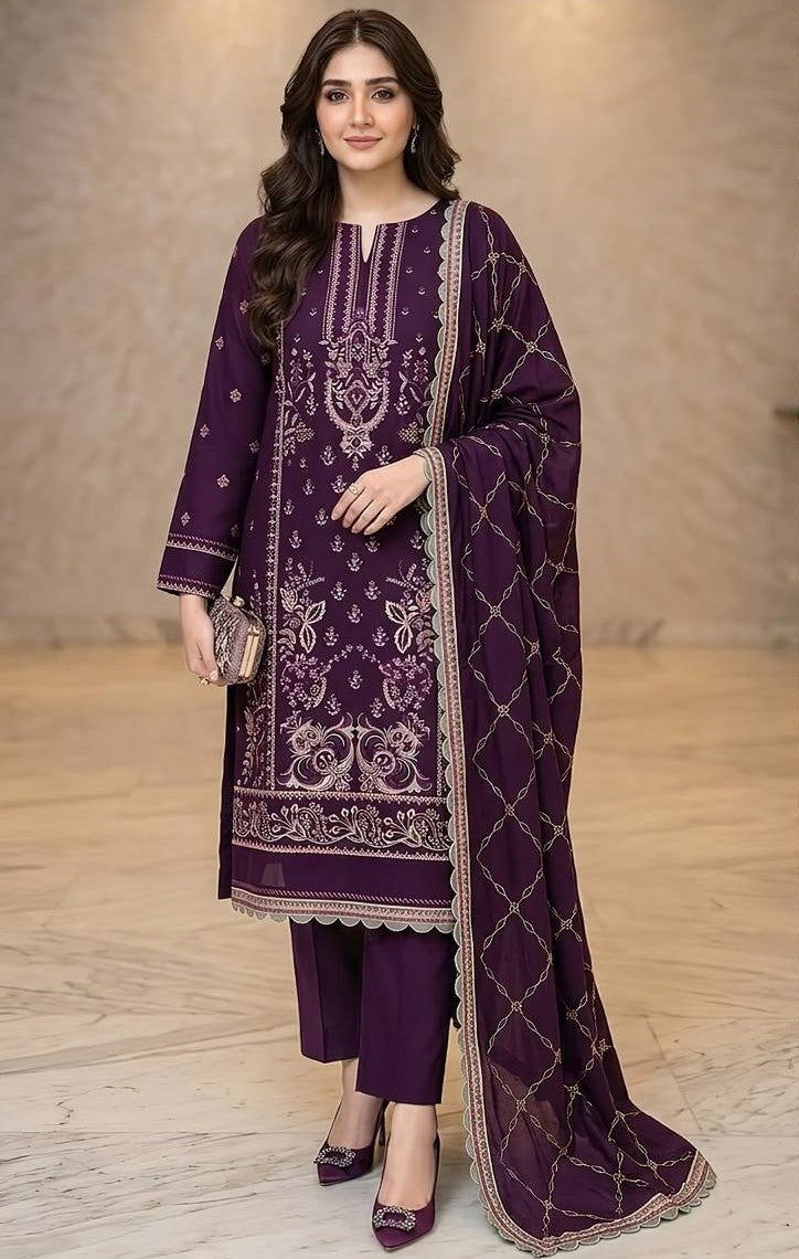 MARIA.B | DHANAK 3 PC FULL HEAVY EMB SUIT WITH HEAVY EMB SHAWL FOR WINTER 2027