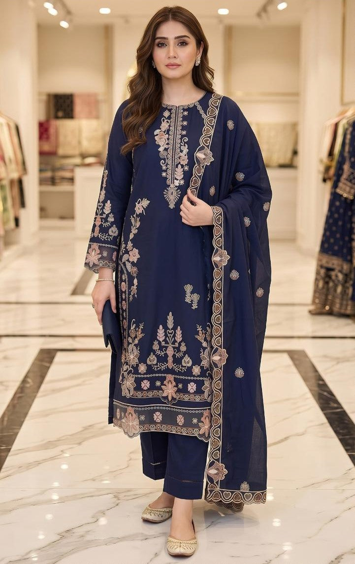 MARIA.B | DHANAK 3 PC FULL HEAVY EMB SUIT WITH HEAVY EMB SHAWL FOR WINTER 2027