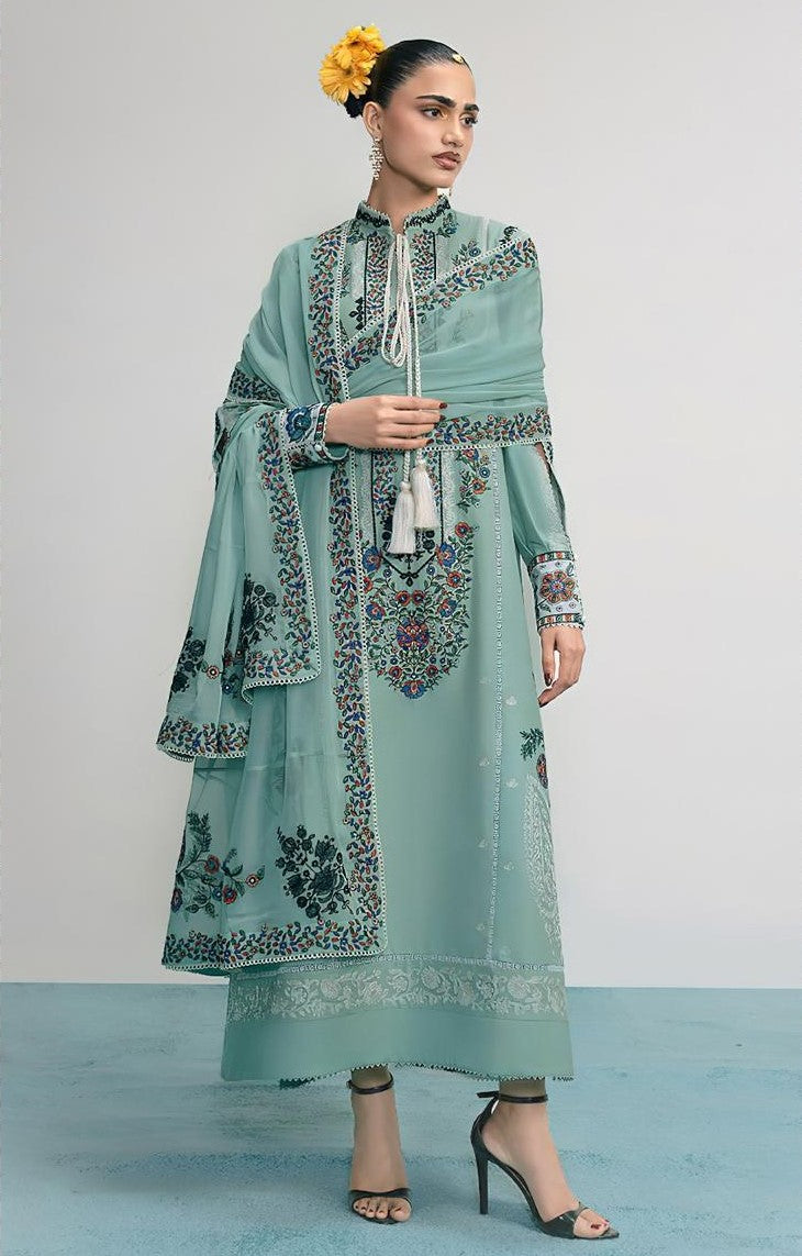 HUSSAIN REHAR | DHANAK 3 PC FULL HEAVY EMB SUIT WITH HEAVY EMB SHAWL FOR WINTER 2027