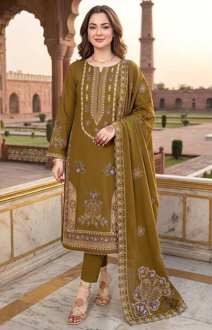 MARIA.B | DHANAK 3 PC FULL HEAVY EMB SUIT WITH HEAVY EMB SHAWL FOR WINTER 2027