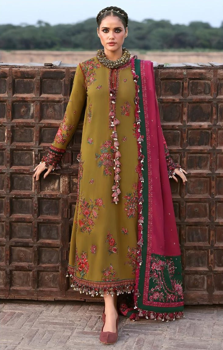 HUSSAIN REHAR | DHANAK 3 PC FULL HEAVY EMB SUIT WITH HEAVY EMB SHAWL FOR WINTER 2027