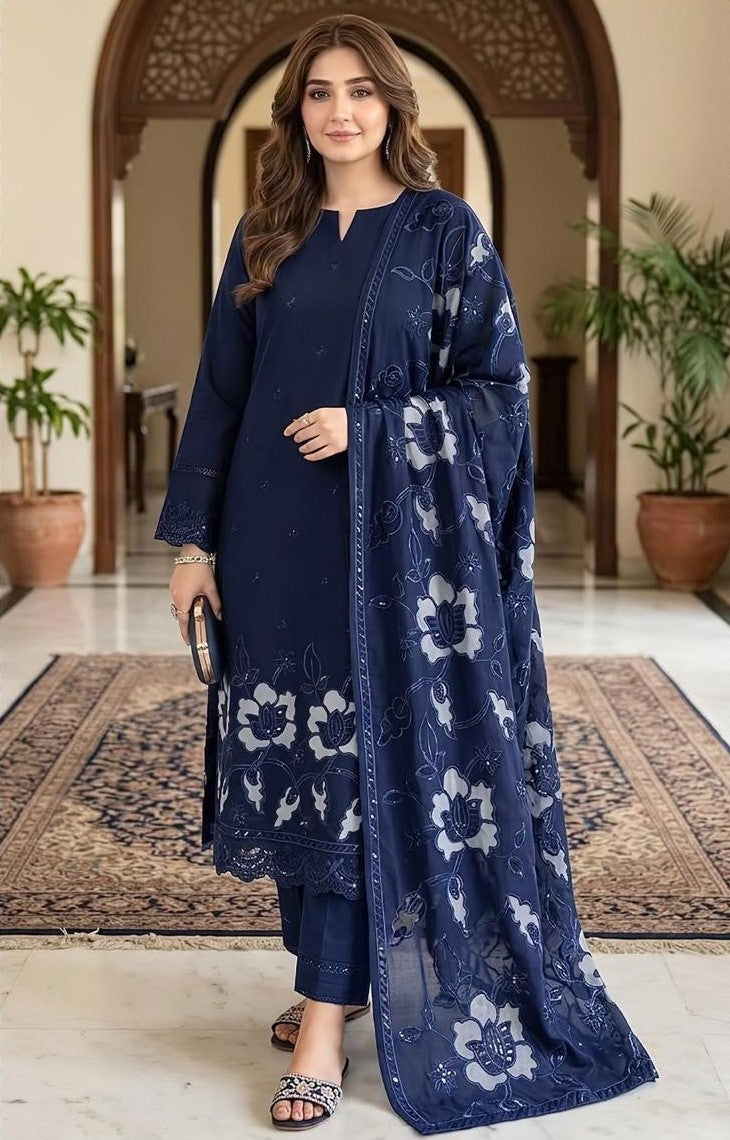 MARIA.B | DHANAK 3 PC FULL HEAVY EMB SUIT WITH HEAVY EMB SHAWL FOR WINTER 2027