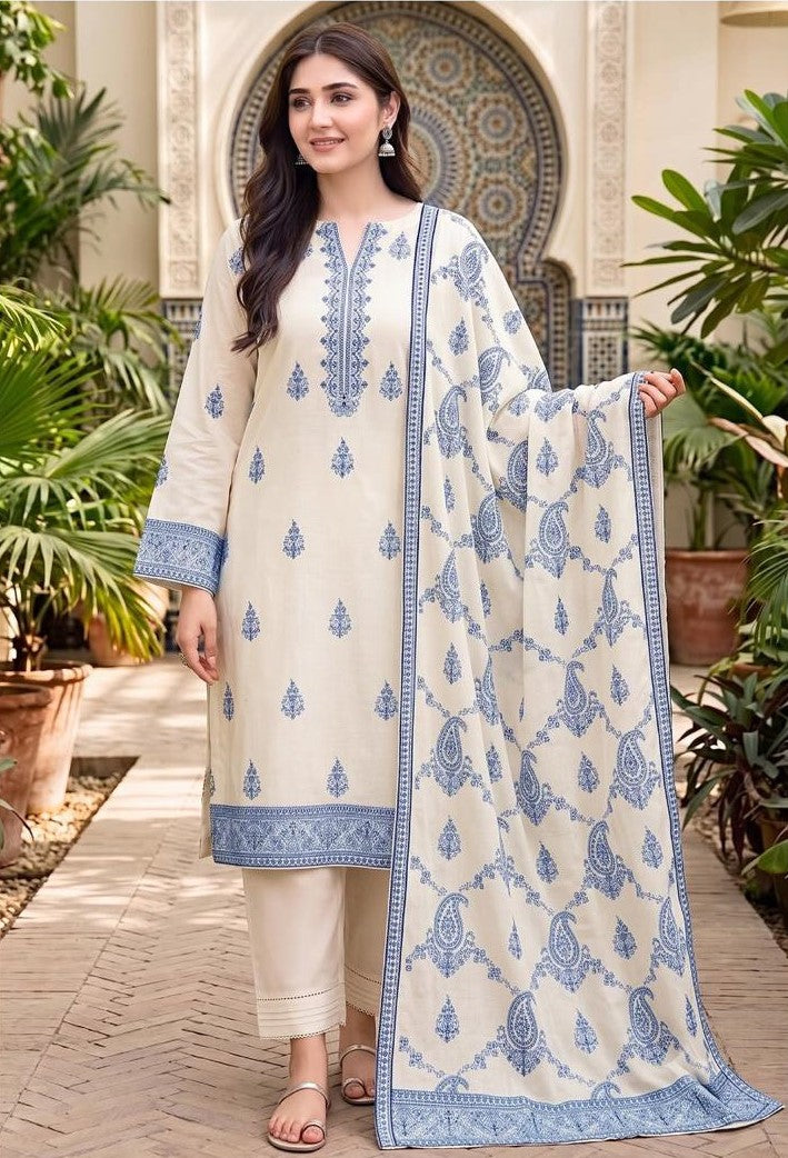 BAREEZE | DHANAK 3 PC FULL HEAVY EMB SUIT WITH HEAVY EMB SHAWL FOR WINTER 2027
