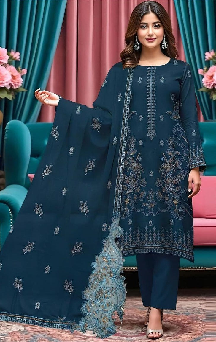 MARIA.B | DHANAK 3 PC FULL HEAVY EMB SUIT WITH HEAVY EMB SHAWL FOR WINTER 2027