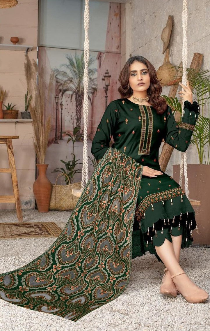 BAREEZE | DHANAK 3 PC FULL HEAVY EMB SUIT WITH HEAVY EMB SHAWL FOR WINTER 2027