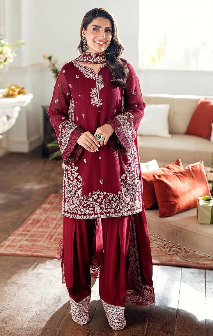 AZURE | DHANAK 3 PC FULL HEAVY EMB SUIT WITH HEAVY EMB SHAWL FOR WINTER 2027