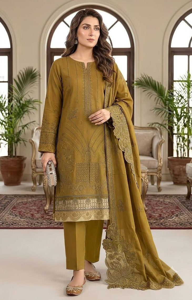 MARIA.B | DHANAK 3 PC FULL HEAVY EMB SUIT WITH HEAVY EMB SHAWL FOR WINTER 2027
