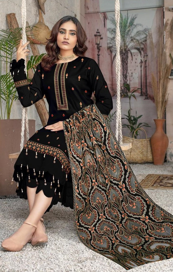 MARIA.B | DHANAK 3 PC FULL HEAVY EMB SUIT WITH HEAVY EMB SHAWL FOR WINTER 2027