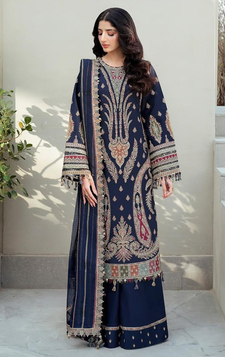 JAZMIN | DHANAK 3 PC FULL HEAVY EMB SUIT WITH HEAVY EMB SHAWL FOR WINTER 2027