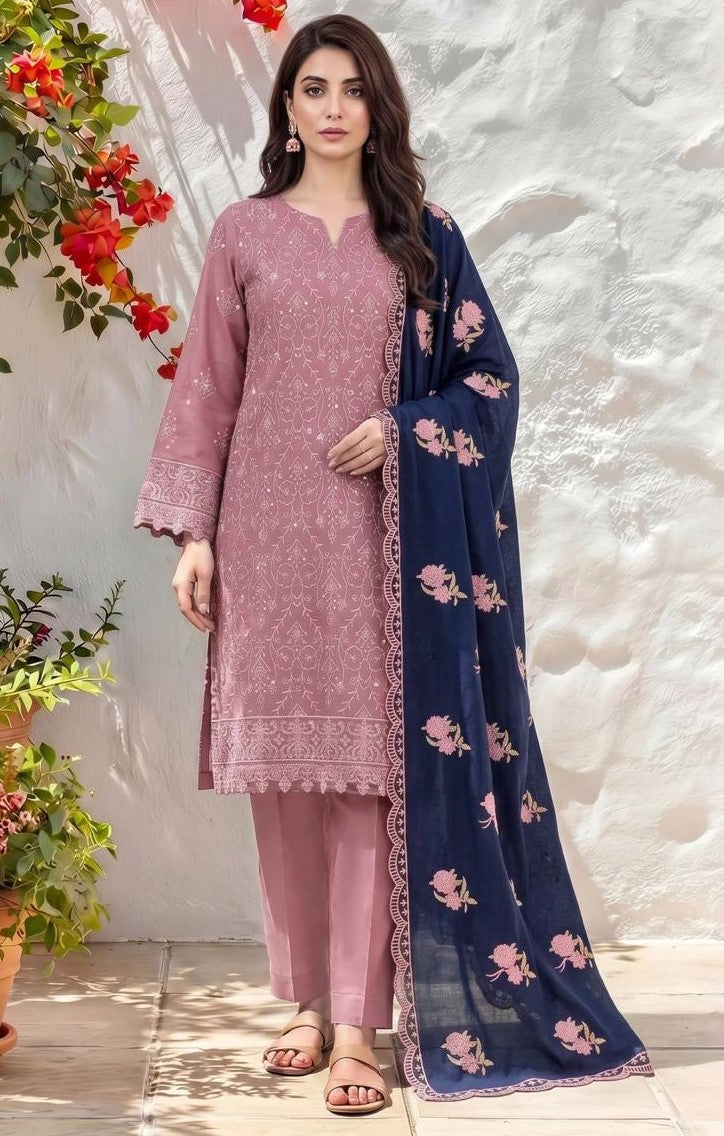 ZAINAB CHOTTANI | DHANAK 3 PC FULL HEAVY EMB SUIT WITH HEAVY EMB SHAWL FOR WINTER 2027