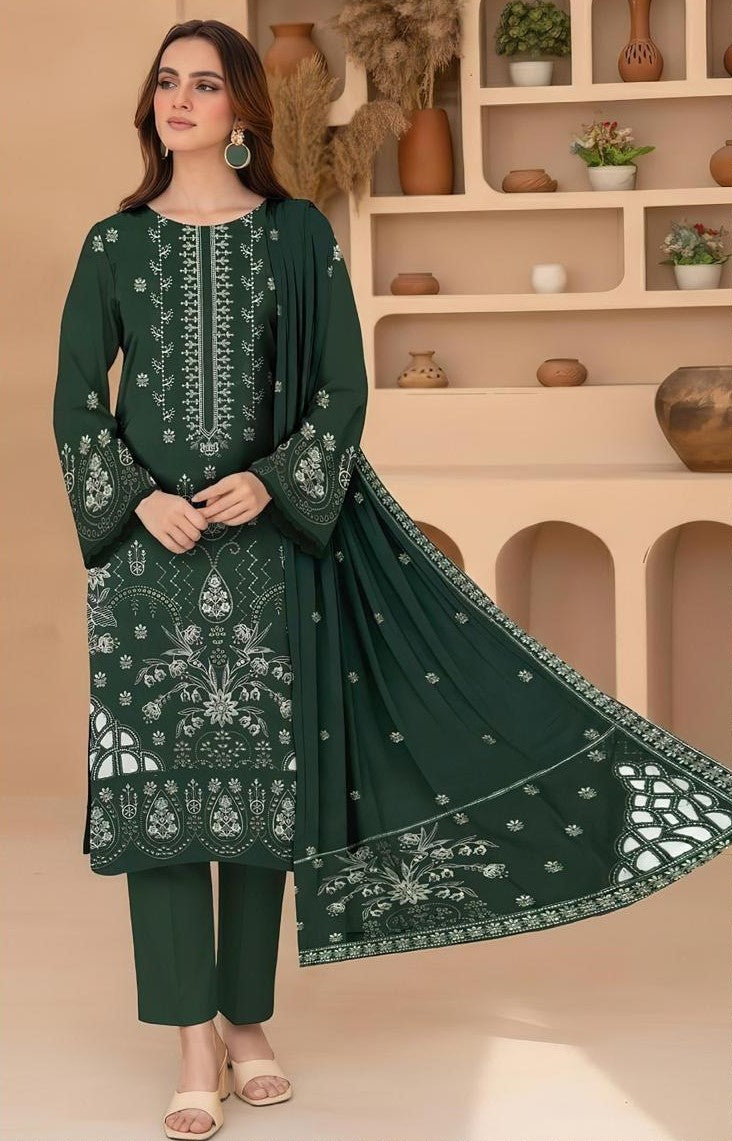 MARIA.B | DHANAK 3 PC FULL HEAVY EMB SUIT WITH HEAVY EMB SHAWL FOR WINTER 2027