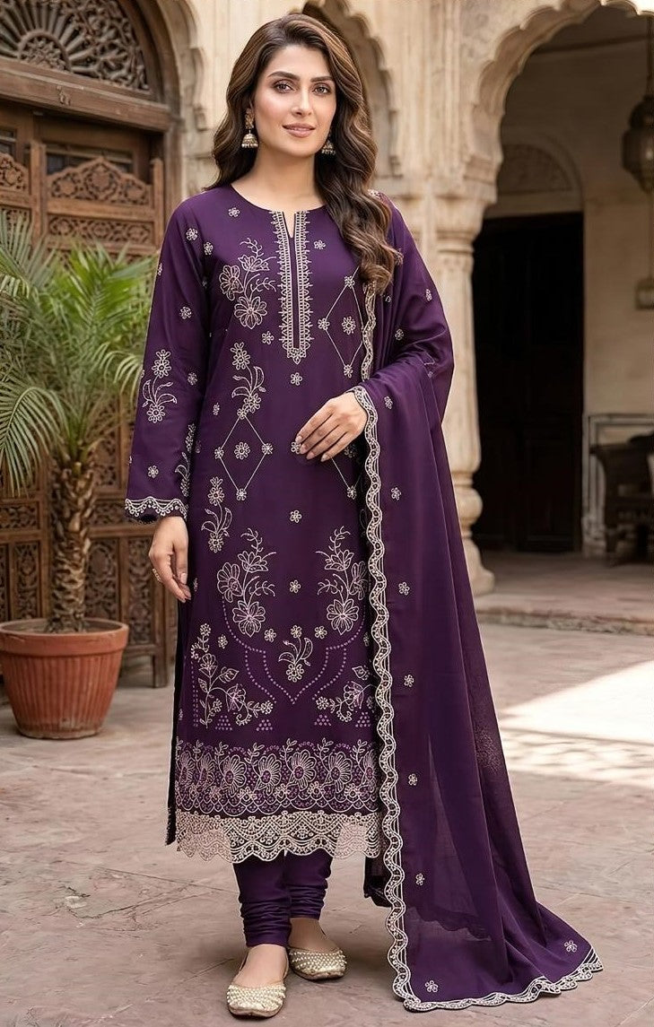 MARIA.B | DHANAK 3 PC FULL HEAVY EMB SUIT WITH HEAVY EMB SHAWL FOR WINTER 2027